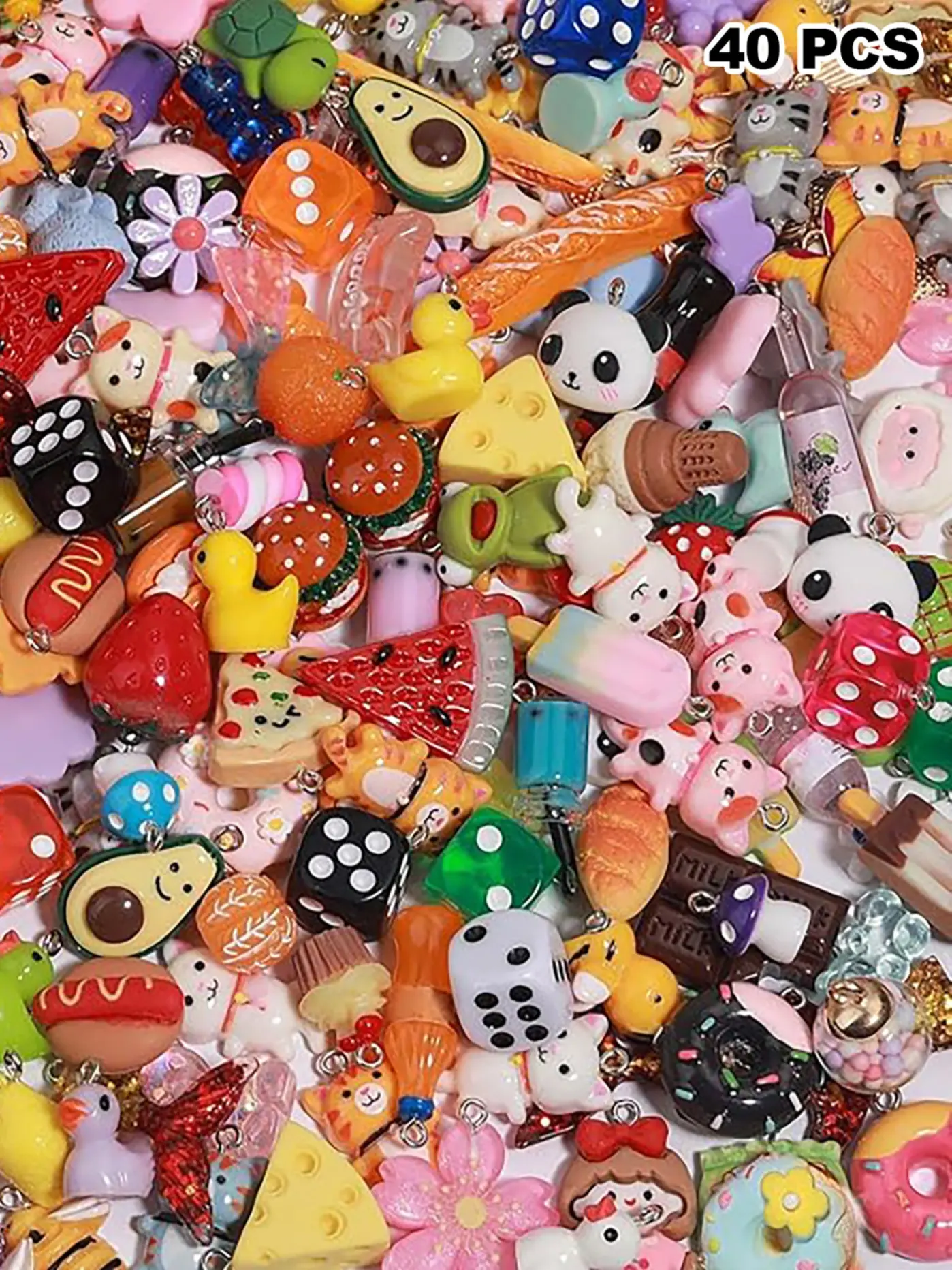 40 Resin Jewelry Accessories, DIY Jewelry Making, for DIY Bracelets and Keychains, Various Styles Craft Supplies, Perfect for Handmade Crafts and Gifts