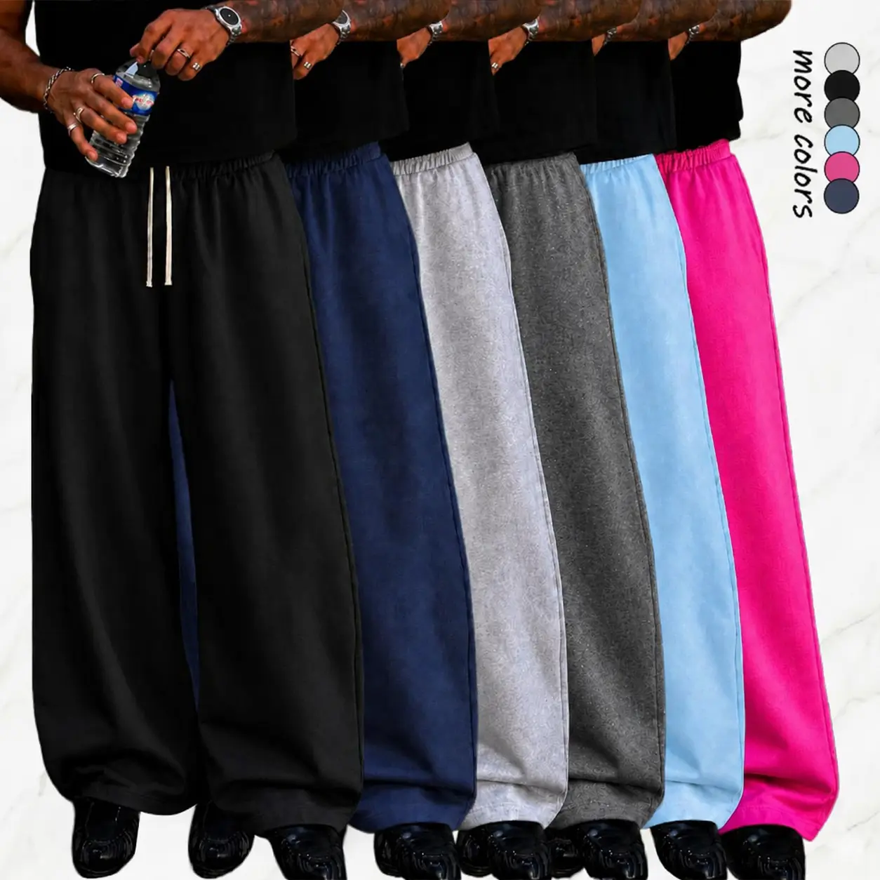 Men's Regular Fit Drawstring Wide-Leg Athletic Sweatpants, Single Unit Pack, Casual Long Pants for Home Wear, Outdoor Running & Daily Outings.Summervibes