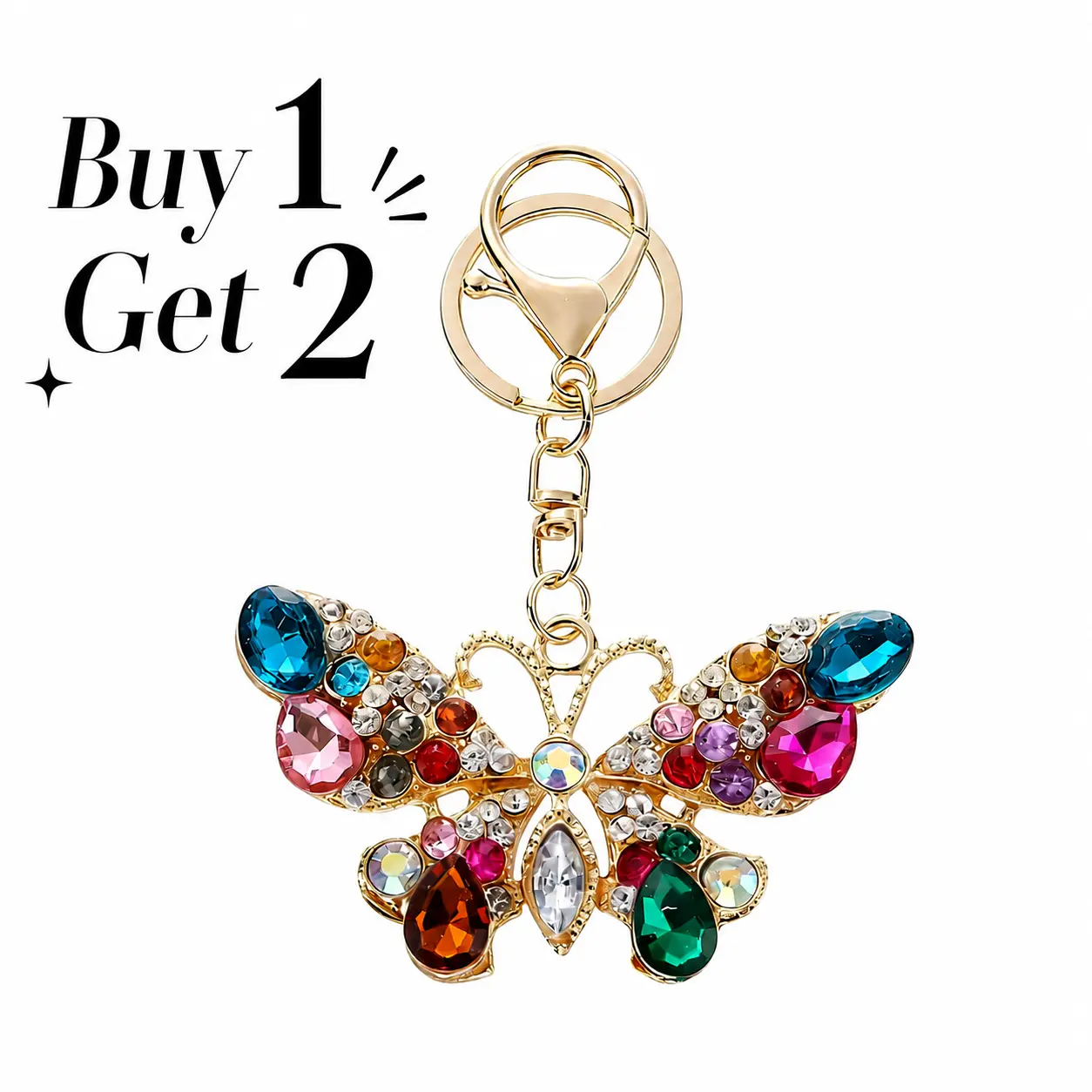 Buy 1 Get 1 Free! 2026 New Sparkly Butterfly Keychain - Cute Clip-On Key Holder, Women's Purse Accessory with Multiple Styles, Graduation & Mom Gifts