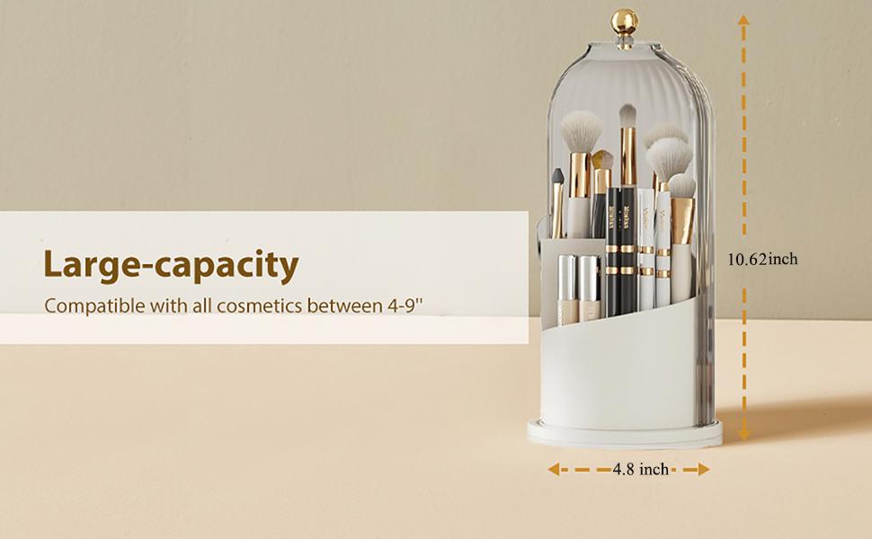 Dustproof Toothbrush Holder with Clear Sliding Door Lid, Rotating Electric Toothbrush and Toothpaste Holder for Bathroom Countertop, 3 Slots Transparent Make up Brushes Organizer for Vanity, Toothbrush Marker Pen Brushes Storage Basket, Beauty Essentials