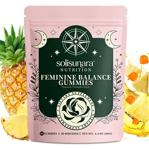 Solisunara Feminine Probiotic Gummies for Women pH Harmony + Vitamin C | Tropical Pineapple | Plant-Based 60ct