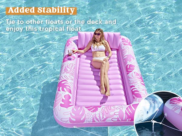 Sloosh-L/XL Inflatable Tanning Pool Lounge Float With Cup Holder, 70"X46"/85″ x 57″ More Large Sun Tan Tub Adult Pool Floats Raft  easter gifts for kids