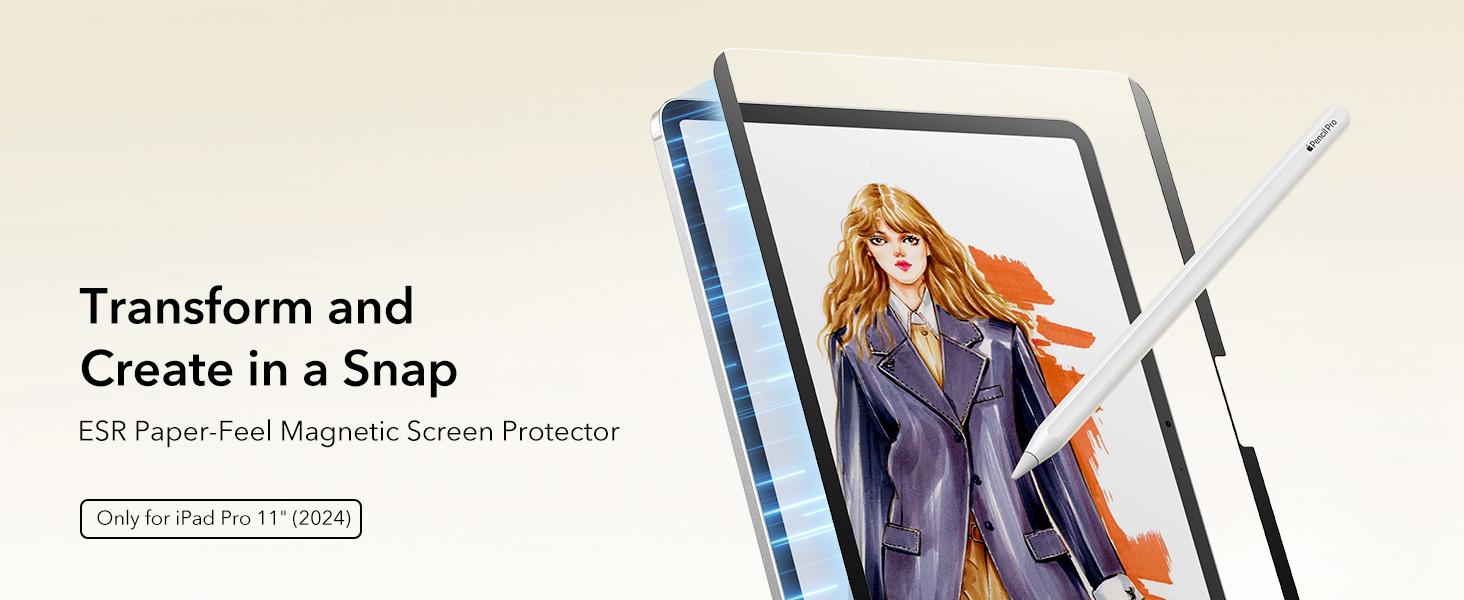 ESR Screen Protector for iPad Air 11"/13"&iPad Pro 11"/13"&iPad A16 11/10, Bubble-Free, Easy Installation, 9H Tempered Glass Film with UltraFit Tray