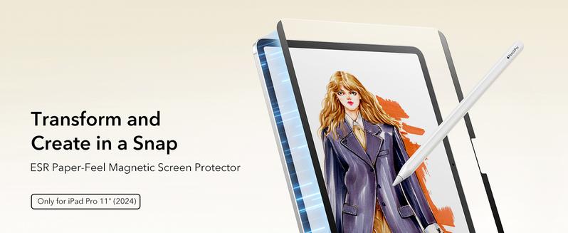 ESR Screen Protector for iPad Air 11"/13"&iPad Pro 11"/13"&iPad A16 11/10, Bubble-Free, Easy Installation, 9H Tempered Glass Film with UltraFit Tray