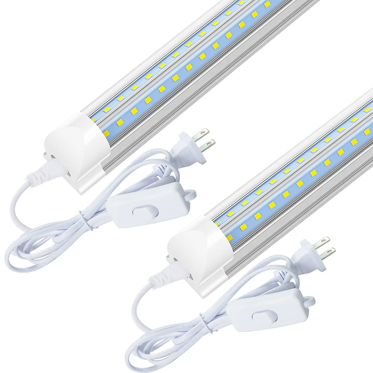 GE LED Shop Light 2ft (2 Pack), 24W 2500LM 6500K T8 Linkable Light Fixture, Energy Efficient Aluminum Body Sheds Heat, 20W Low Power Saves 70%, ETL Listed Ceiling Utility Fixture for Garage, Workbench