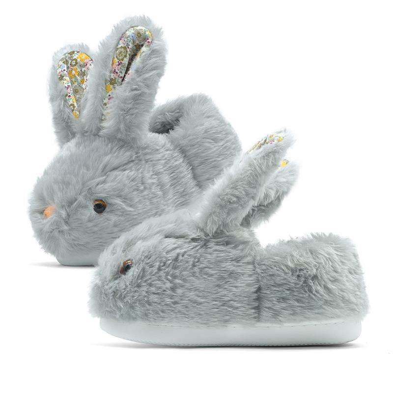 Lumubby Toddler Slippers Girls and Boys House Shoes Bunny Slippers Plush Cute Non-Slip Warm Winter Shoes Indoor Soft Cotton Footwear with 3D Bunny Eyes and Ears - Children