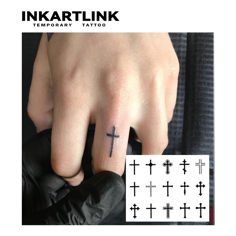 INKARTLINK magic art tattoo 2 pieces,Crucifix,waterproof, semi-permanent, long-lasting, temporary, simple fake stickers,for party,