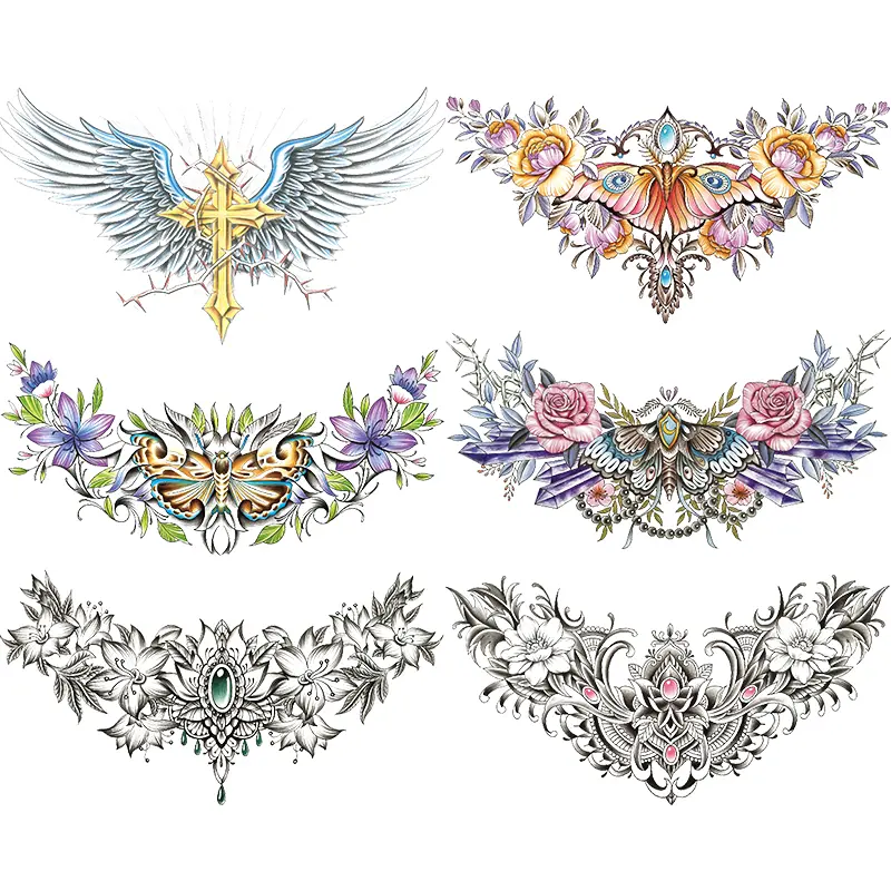 Women Temporary Body Art Stickers, Ephemeral Tattoos, Rectangular Patch Design, Colorful Fake Tattoos for Adults, Perfect for Scar Cover-Up & Daily Wear