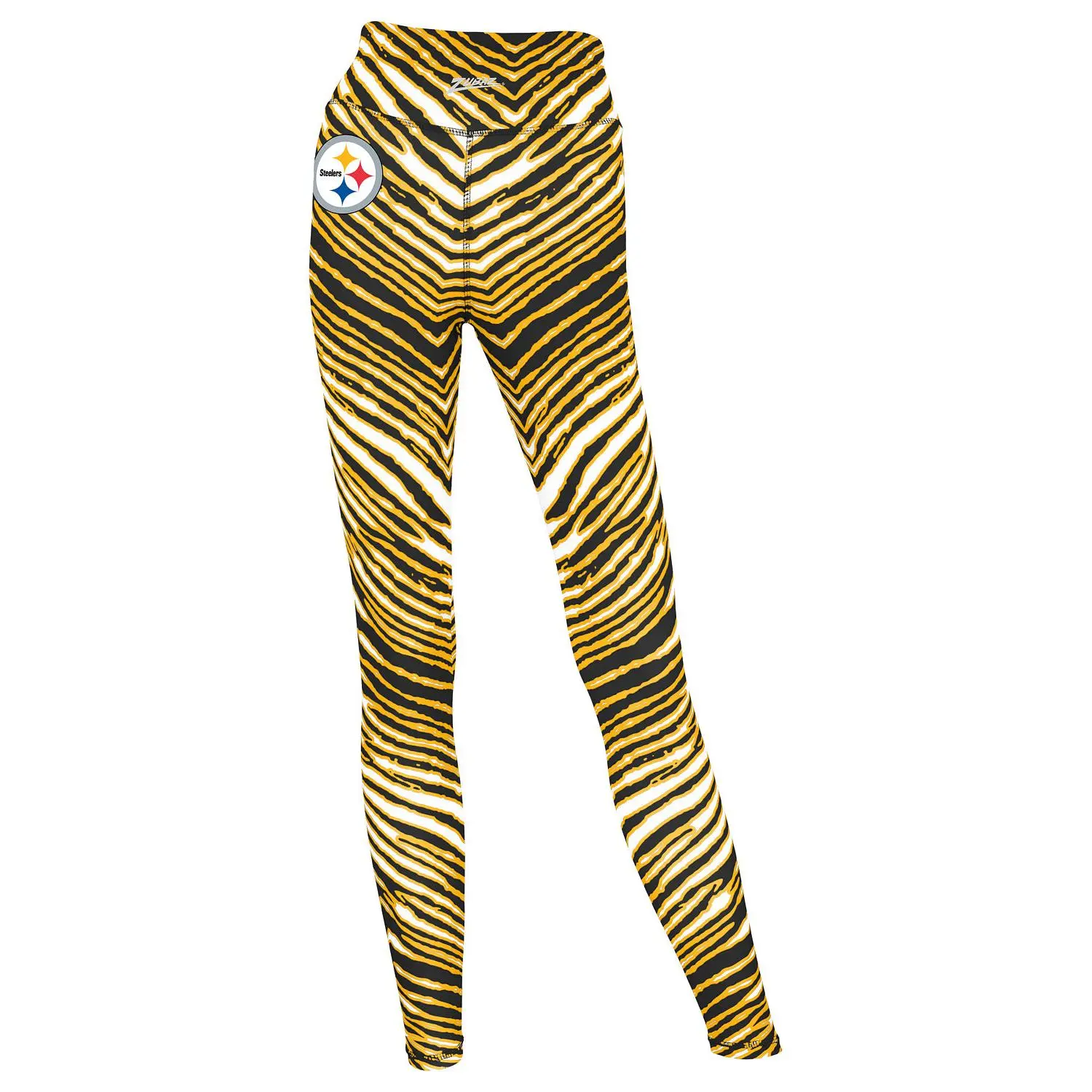 Zubaz NFL Women's  3 Color Zebra Leggings, Pittsburgh Steelers
