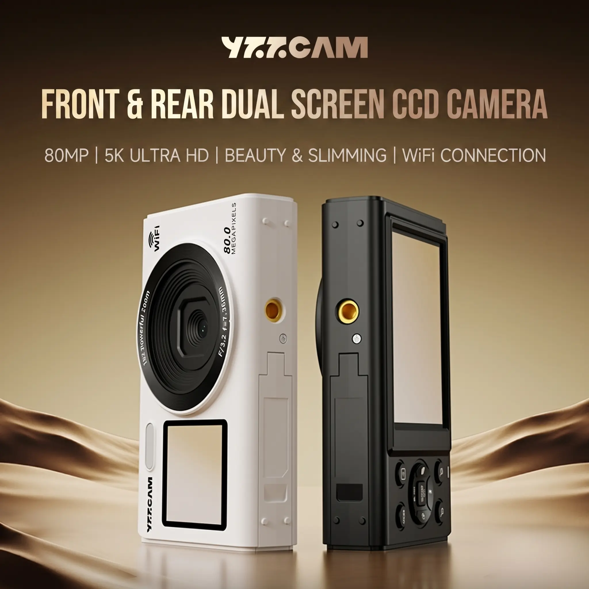 80MP 5K ultra-HD dual-screen camera(front and rear),comes with a free 32GB TF memory card,supports Wi-Fi transfer to smartphones,features dual screens (1.5-inch front and 2.8-inch rear),18x zoom—the perfect birthday gift,designed specifically for students