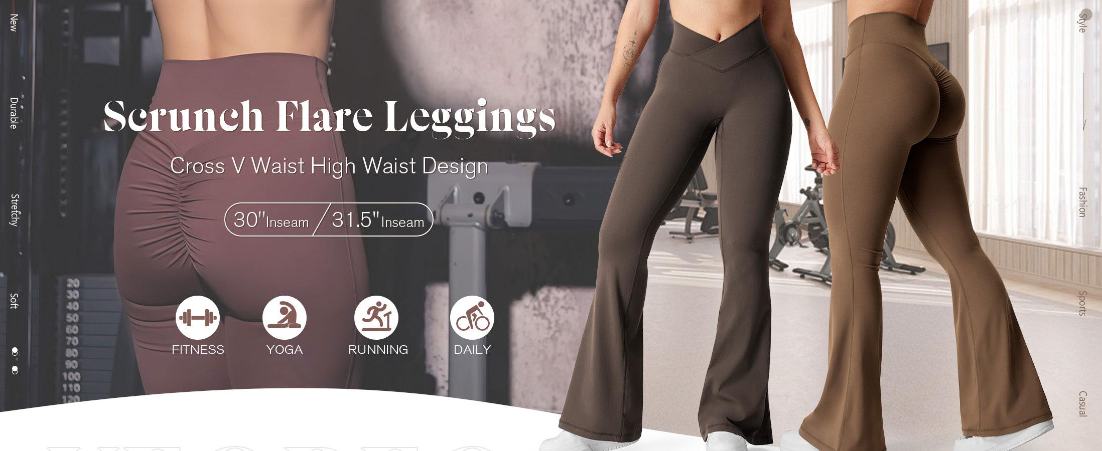 YEOREO Flare Scrunch Leggings for Women V Cross Waist Bootcut Yoga Pants Snatched Waist Booty Lifting Fitness Leggings YEOREO Flare Scrunch Leggings for Women V Cross Waist Bootcut Yoga Pants Snatched Waist Booty Lifting Fitness Leggings