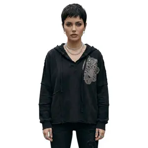 TJ Blush Iron Veil Black Oversize Hoodie