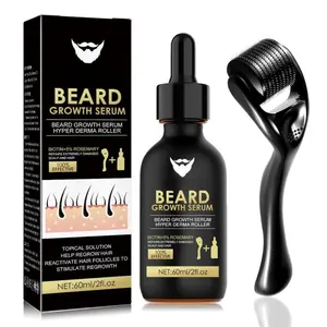 Beard Growth Serum & Derma Roller Kit, Beard Care Nutritional Oil, Making Beards Thicker and More Shiny, Daily Beard Care Products for Men