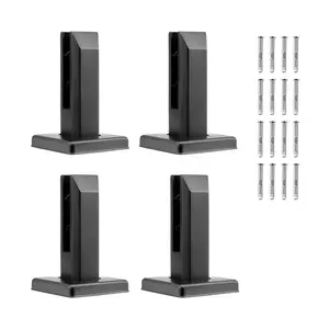 【FathersDayGift】VEVOR Glass Clamp,  , 4 PCS Square Glass Railing Bracket for 0.31 "-0.47 " Tempered Glass, 304 Stainless Steel Glass Mounting Clamp, 0.12” Thick Glass Shelf Bracket for Balcony, Garden, Deck, Stair