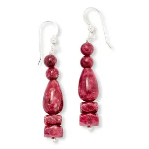 Mine Finds by Jay King Sterling Silver Red Thulite Bead Drop Earrings
