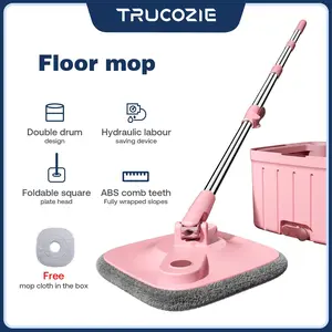 【2026 New Arrivals】Trucozie Spin Mop with Self-Cleaning Bucket - Never Touch Dirty Water Again | 360° Flat Mop, Turbo Rinse System, Reusable Microfiber Pads, Wet Dry Mop for Kitchen Bathroom Hardwood Floors