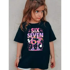 Six Seven 67 Robot Design Kids T-Shirt  kids stuff 67 kids shirts 67 hoodies for kids teen stuff for school tops boys clothing country boy clothes kids stuff boys clothing boys clothing teen stuff for girls cute school tops Cartoon Print Sweatshirt