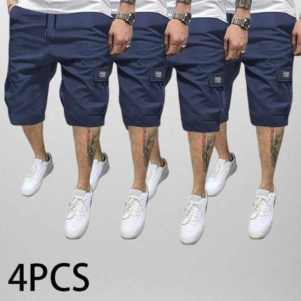 Men&rsquo;s Four-Piece Shorts Set &ndash; Brown/Black/Dark Navy Blue/Green &ndash; Angled Cargo Pockets &ndash; Versatile Casual Wear &ndash; Everyday Use &mdash; Men&rsquo;s Workwear Cargo Shorts SpringStatements