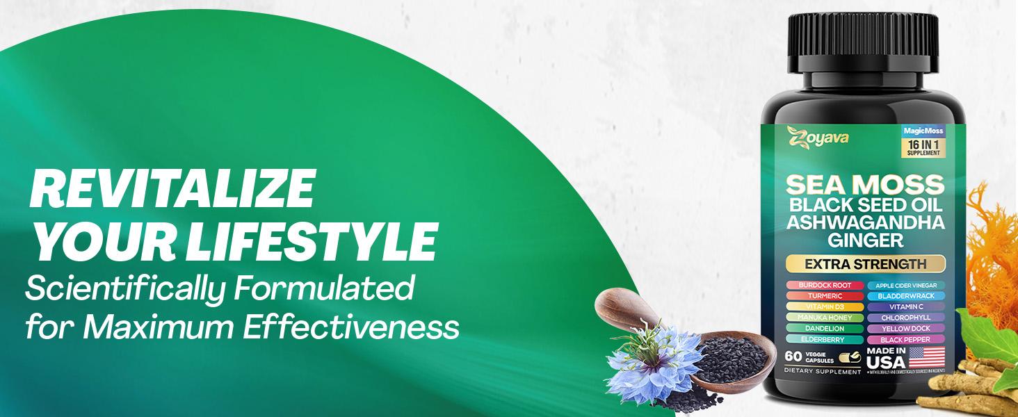 Dynamic Vitality Bundle - Zoyava Sea Moss & Shilajit Supplements - All-in-One Multivitamin Combo with Extra Strength Ingredients - MADE IN USA