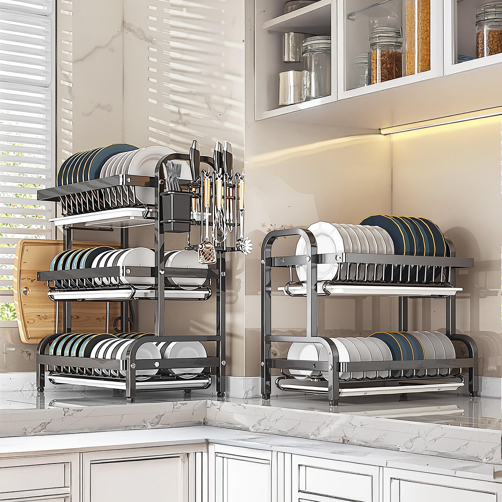 Bepatio 2 Tier Dish Drying Rack,Stainless Steel Dish Rack With Drainboard & Utensils Holder,Over Sink Rack Kitchen Dish Drying Rack,Kitchen Organizer Bepatio 2 Tier Dish Drying Rack,Stainless Steel Dish Rack With Drainboard & Utensils Holder,Over Sink Rack Kitchen Dish Drying Rack,Kitchen Organizer