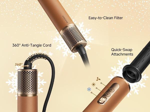 DREAME AirStyle Pro 7-in-1 Hair Styler with Fast Drying, Rated Voltage 110v-120v, 2 Curling Barrels, Volumizing Effect, Smoothing Brush, and Comfort for Enhanced Styling hair styling tools hair Straightener Curler Set Curly Iron lam ge multi curl