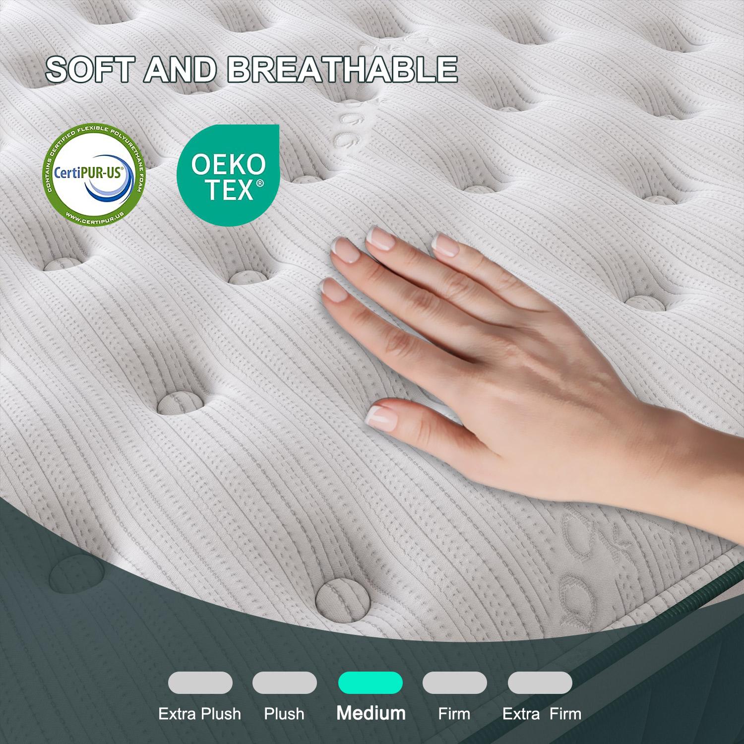 12/14Inch Mattress Twin Full Queen King Size Memory Foam Ergonomic Design Medium Firm Hybrid Mattress with Pocket Springs Gel Memory Foam for Luxurious Comfort