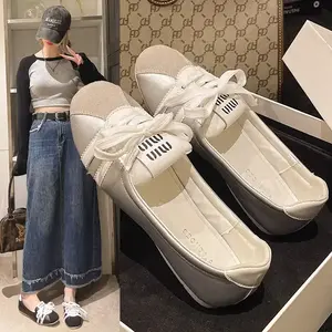 Ballet Sneakers Women Flat Breathable Slip-On White Shoes Footwear Girl Slipon Pedal Parent Bedroom Active