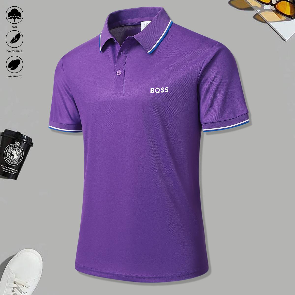 2 men's short-sleeved polo shirts with contrasting stripes make ideal work clothes for casual everyday wear and a great gift option for men's formal shirts.