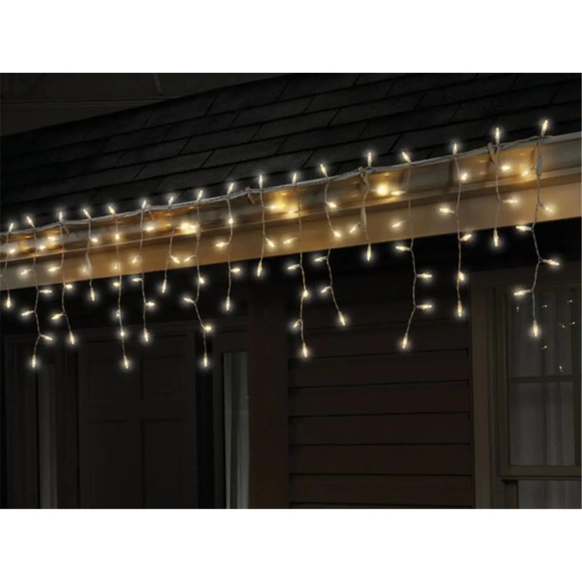 212 MAIN Corded LED Twinkle Icicle Holiday Lights Set - 100 Warm White Random Blink LEDs, 18 Strands, 5.5 ft Length, Oblong, 5.5" H x 9.75" W x 2.75" L, Indoor/Outdoor Home & Party Decor Supply