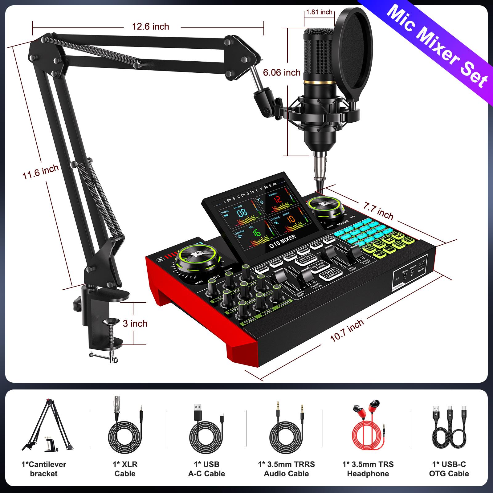 Tenlamp G10-BM800 Cantilever Sound Card Kit, Upgraded Cantilever Bracket, Customizable Sound Effects, Condenser Microphone, Suitable for Live Streaming, Gaming, Vocal Podcasting, 2-Level Noise Cancellation, and Computer Audio Mixing Tenlamp G10-BM800 Cantilever Sound Card Kit, Upgraded Cantilever Bracket, Customizable Sound Effects, Condenser Microphone, Suitable for Live Streaming, Gaming, Vocal Podcasting, 2-Level Noise Cancellation, and Computer Audio Mixing
