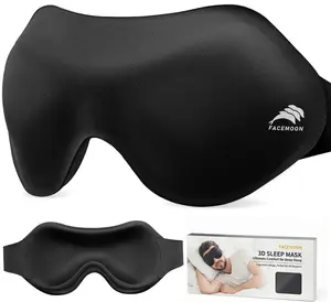 Black 3D Contoured Sleep Mask - Lash-Friendly Eye Mask for Side Sleepers - Zero-Pressure Blackout Blindfold for Long Flights Travel Essential