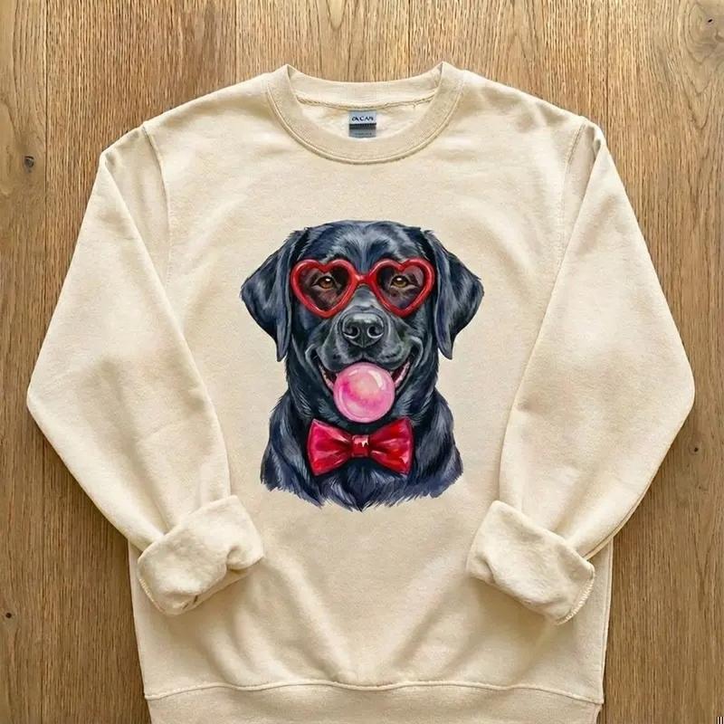 Custom Dog Breed Crewneck 333 - Heart Glasses _ Bubblegum Design - Perfect Valentine Gift For Dog Love
