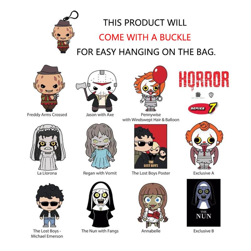 1pc WB Officially Licensed Horror Series 7 3D Foam Bag Clip Blind Bag Freddy Jason Horror Movie Characters Images Figures Desktop Ornaments Halloween Christmas Party Birthday Gifts
