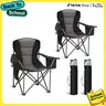 PHIVILLA Oversized Camping Folding Chair, Heavy Duty Support 450 LBS Steel Frame Collapsible Padded Arm Chair with Cup Holder Quad Lumbar Back, Portable for Outdoor, TikTokShopBlackFriday