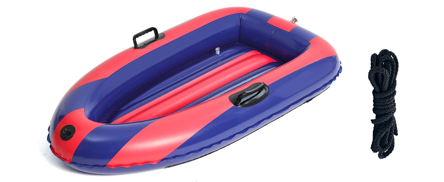 QPAU Inflatable Snow Sled Heavy Duty Snow Tube with Reinforced Handles for Kids and Adults 48.5 Inch Winter Toys Gifts Toboggan for Family Outdoor Sledding