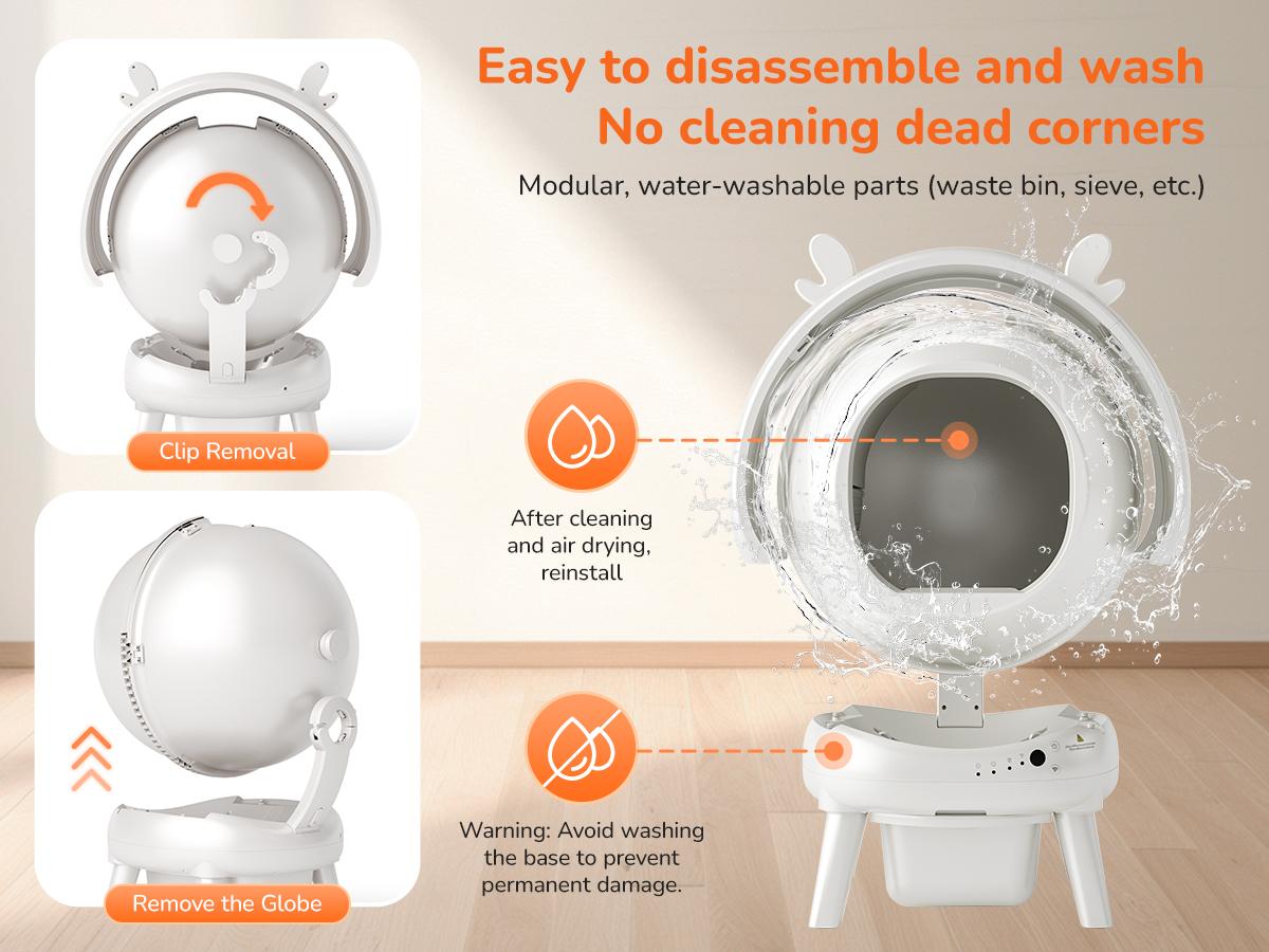 Furrykiddy Automatic Self Cleaning Litter Box, Cat Litter Box with APP Control, 65L Globe & Dual Safety Sensors, Robot Litter Box, 1 Roll Garbage Bags and Litter Mat, <35DB, for Multiple Cats Furrykiddy Automatic Self Cleaning Litter Box, Cat Litter Box with APP Control, 65L Globe & Dual Safety Sensors, Robot Litter Box, 1 Roll Garbage Bags and Litter Mat, <35DB, for Multiple Cats