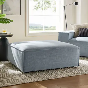 Restore Performance Fabric Upholstered Modular Ottoman in Sky
