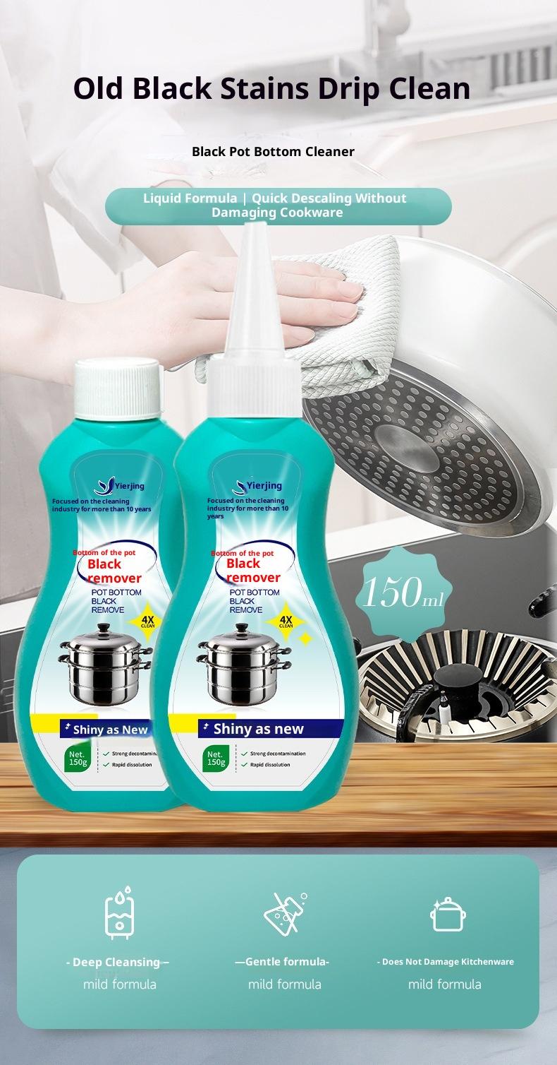 150ml Heavy Duty Non-Toxic Eco-Friendly Pot Cleaner Gel - Plastic Bottle, Stain Removal for Pot Bottom, Stainless Steel, Cast Iron, Ceramic, Non-Stick Cookware - Home Makers' Essential Household Cleaner