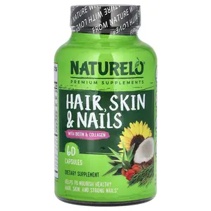 NATURELO Hair, Skin & Nails With Biotin & Collagen, 60 Capsules