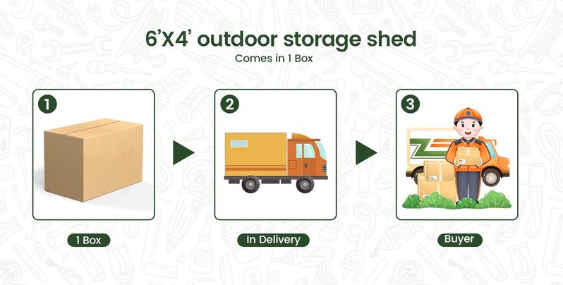 GVDV 6x4 FT Outdoor Metal Storage Shed, Durable Garden Shed with Updated Frame Structure for Backyard, Patio, Tool Storage, All-Weather Shelter for Bike, Gardening Tools, Equipment, Pet