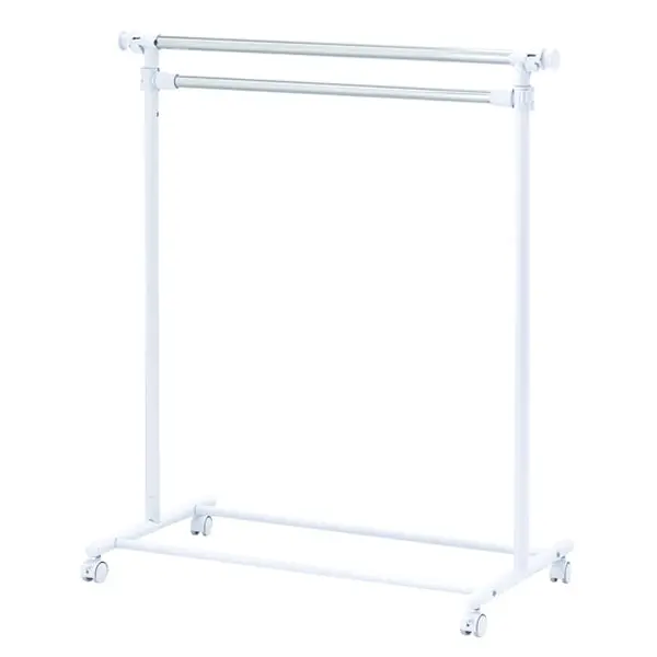 Adjustable 2-Tier Rolling Garment Rack, Metal Clothes Storage Organizer