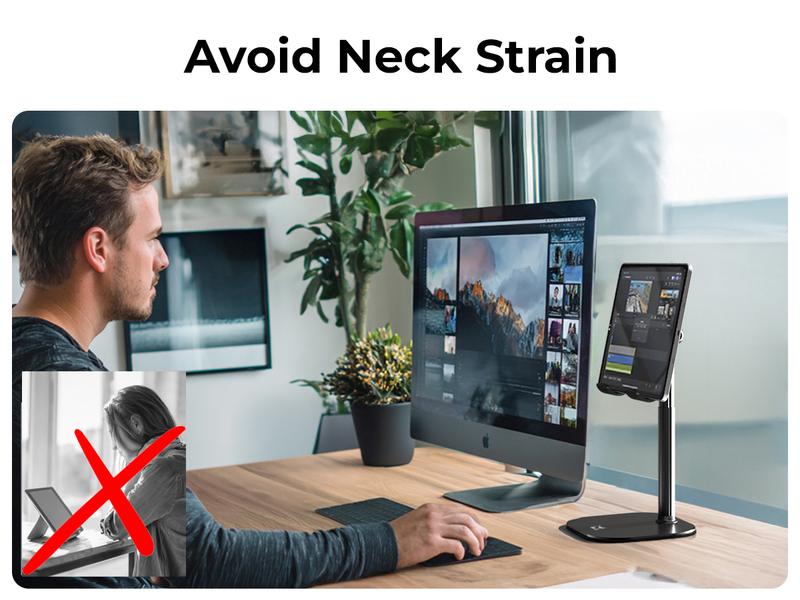 Cooper TabHolder, 7-10" Height Adjustable Tablet Stand, Premium iPad Stand for Desk, 270° Tilt Portable Monitor Holder for 15.6-17" Displays, for All iPad, Kindle, Surface, Samsung Tablets