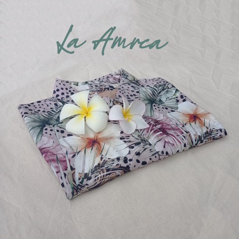 La Amrca Unisex ShortSleeve Menswear Hawaiian Shirt Silky Soft