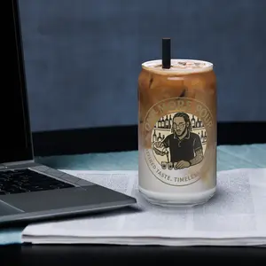 O.M.P. Logo Can-shaped Glass