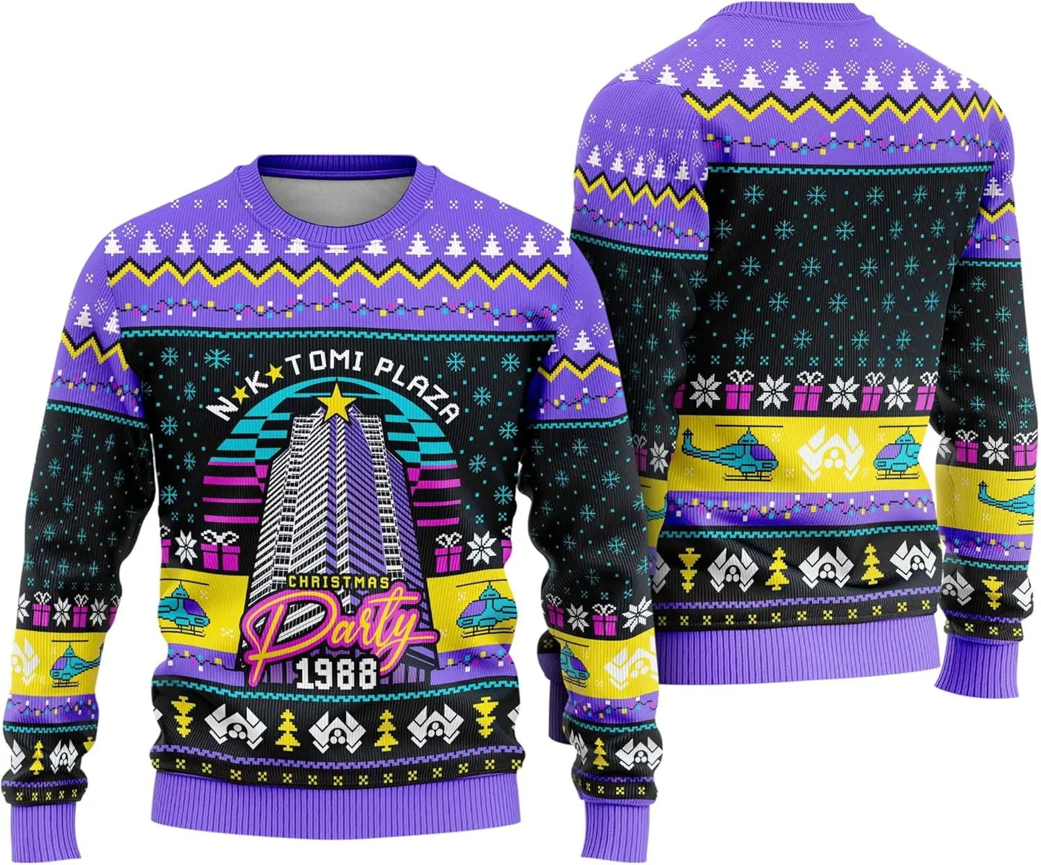 Unisex Retro 1988 Christmas Party Ugly Long Sleeve Soft Holiday Sweater - Women's Festive Costume, Men's Classic Style (Machine Plaza), Sweatshirts, Menswear Hoodie Stylish Tops Trouser