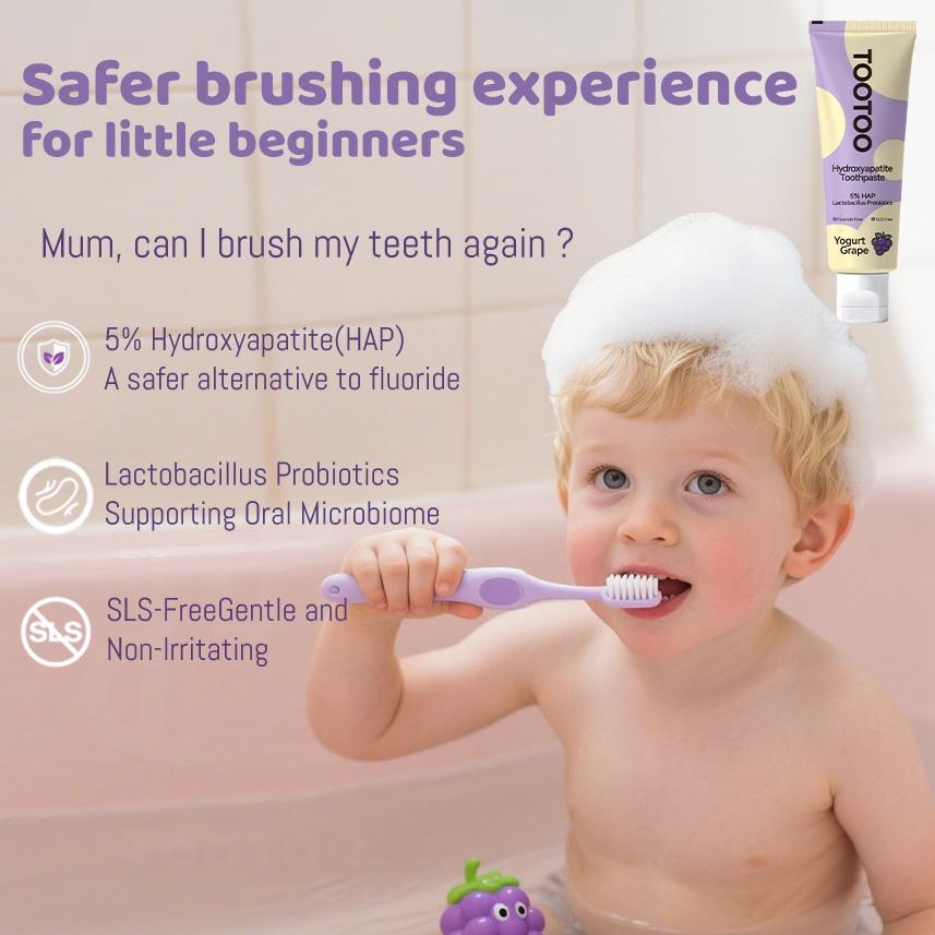 tootoo Kids Cavity Repair Toothpaste 5% Hydroxyapatite &Probiotics Grape Yogurt Flavor 24H Oral Protection Fluoride-Free for Young Teeth TikTokShopHolidayHaul