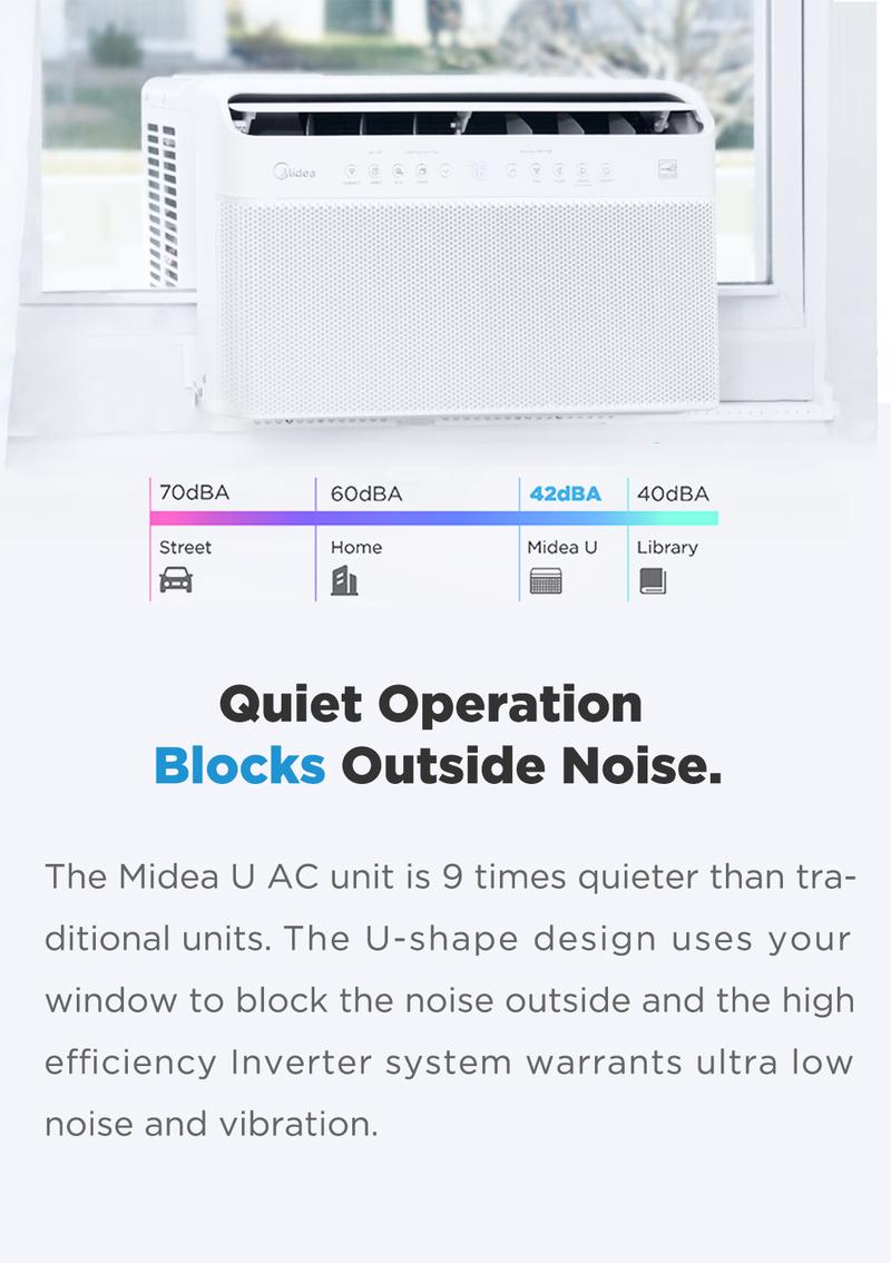 Midea 8K/10K/12K BTU U Shaped Smart Inverter New Window Air Conditioner,  2025 version, Cools up to 450 Sq. Ft.,Ultra Quiet with Open Window Flexibility, Works with Alexa/Google Assistant, 35% Energy Savings, Remote Control