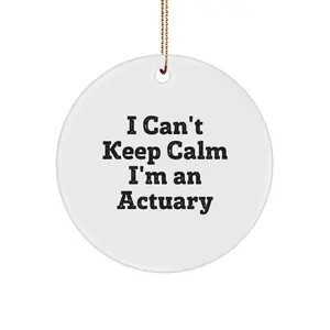 Funny Actuary Gifts for Men, I Can't Keep Calm I'm An Actuary Circle Ornament, White Christmas Unique Gifts from Friends