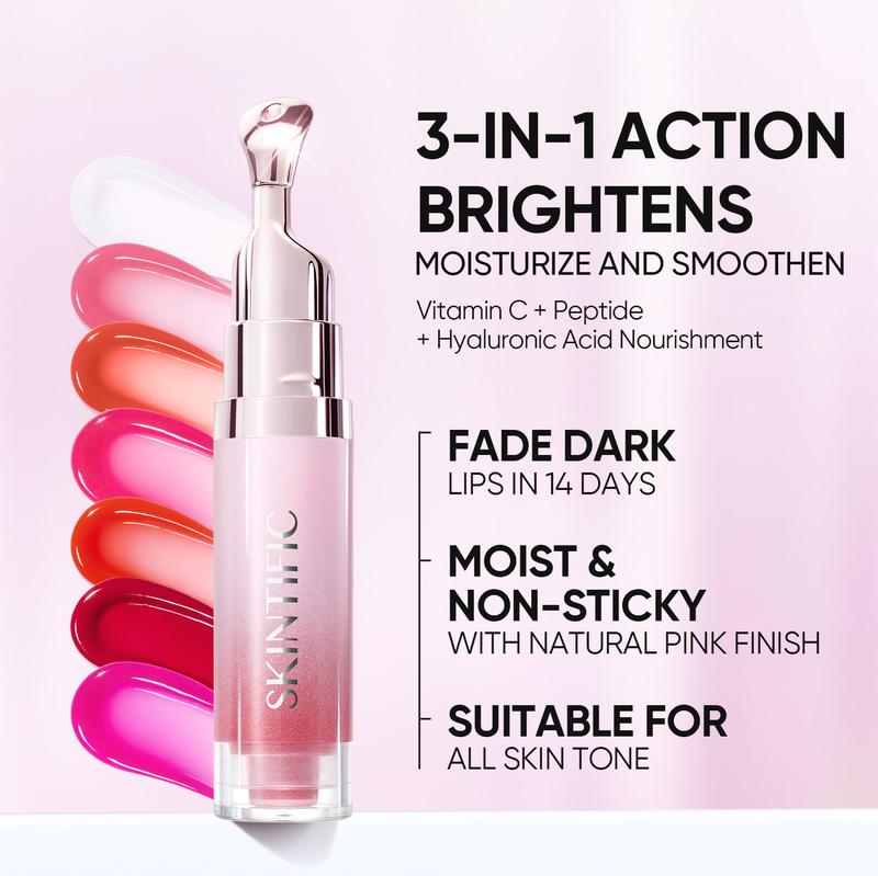 [New Shade Launch] SKINTIFIC Hydrating Brightening Lip Serum with Hyaluronic Acid & Peptide for Radiant Lips Gentle Glossy Korean Beauty Makeup Balm Shea Smooth Moisture with Cooling Metal Roller Applicator