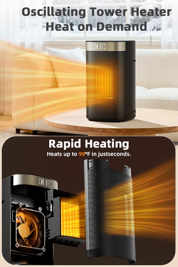 Space Heater 1500W, Fast Heating & Energy Saving Portable Electric Heater with Remote for Indoor Use, 5 Modes Adjustable Thermostat 24H Timer, Safe Quiet for Bedroom Office Home Use Space Heater 1500W, Fast Heating & Energy Saving Portable Electric Heater with Remote for Indoor Use, 5 Modes Adjustable Thermostat 24H Timer, Safe Quiet for Bedroom Office Home Use
